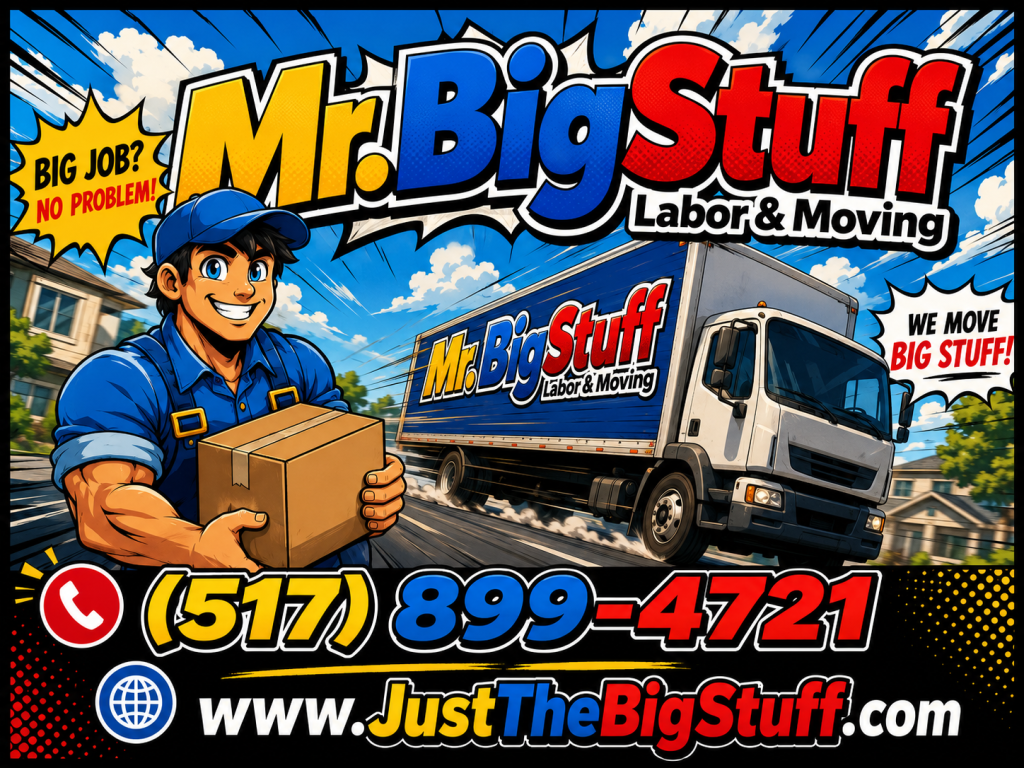 Mr. BigStuff truck and branded moving banner