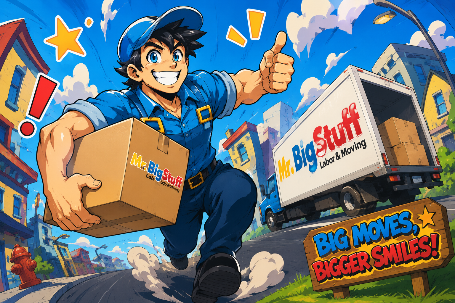Mr. BigStuff comic mover and moving truck
